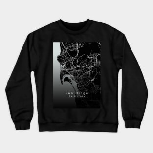 San Diego California City Map dark Crewneck Sweatshirt